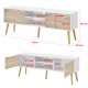 ТВ маса Eskilstuna, размери 120 x 29,5 x 46,5 см, с 2 врати на шкафа и 2 рафта, дъб, Бял цвят ТВ маса Eskilstuna, размери 120 x 29,5 x 46,5 см, с 2 врати на шкафа и 2 рафта, дъб, Бял цвят