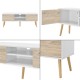 ТВ маса Eskilstuna, размери 120 x 29,5 x 46,5 см, с 2 врати на шкафа и 2 рафта, дъб, Бял цвят ТВ маса Eskilstuna, размери 120 x 29,5 x 46,5 см, с 2 врати на шкафа и 2 рафта, дъб, Бял цвят