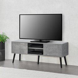 ТВ маса Eskilstuna, размери 120 x 29,5 x 46,5 см,  с 2 врати на шкафа и 2 рафта, Бетонен вид цвят - ТВ шкафове