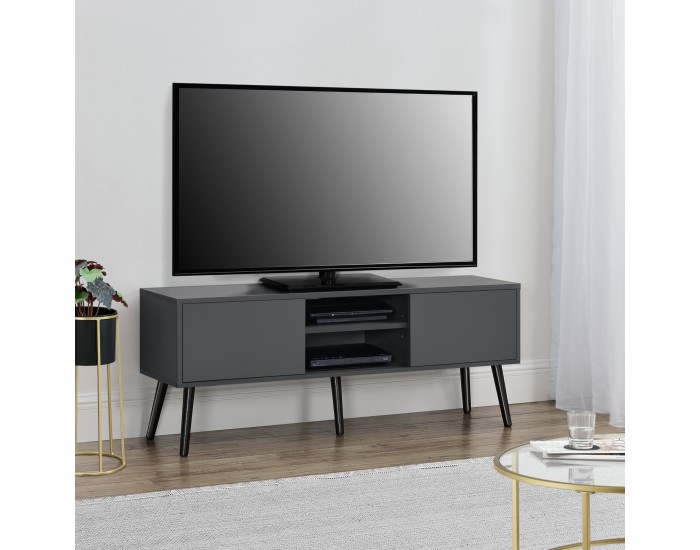 ТВ маса Eskilstuna, размери 120 x 29,5 x 46,5 см,  с 2 врати на шкафа и 2 рафта, Тъмно сив цвят