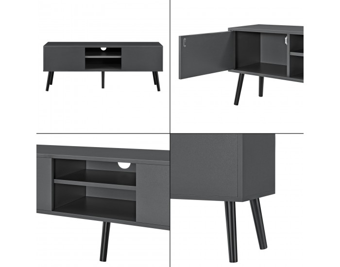 ТВ маса Eskilstuna, размери 120 x 29,5 x 46,5 см,  с 2 врати на шкафа и 2 рафта, Тъмно сив цвят