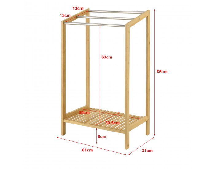 Бамбукова закачалка за кърпи Kautokeino, размери 61x31x85 см