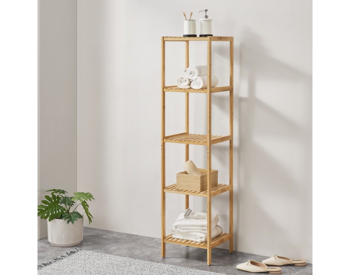 Рафт за баня Lierne с 5 рафта, размери 33x33x140см, бамбук