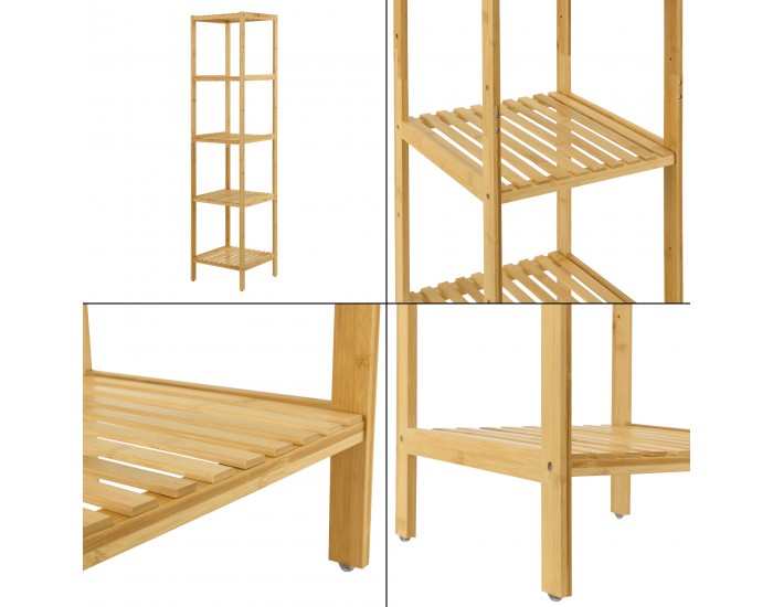 Рафт за баня Lierne с 5 рафта, размери 33x33x140см, бамбук