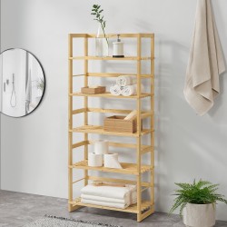 Подов рафт Luster с 5 рафта, размери 58x27x136 см, бамбук - Шкафове за баня