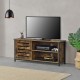 ТВ маса Engerdal, размери 49 x 110 x 30 см, ТВ ниска табла с отделение за шкаф и рафт ПДЧ черно, тъмен дървесен цвят