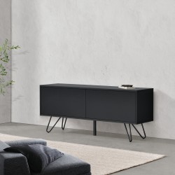 Бюфет Bollebygd, с 2 вратички за шкаф, размери 46,5x110x30cm,  скрин,  стенен шкаф,  холен шкаф,  метална рамка,  черен цвят - Sonata G
