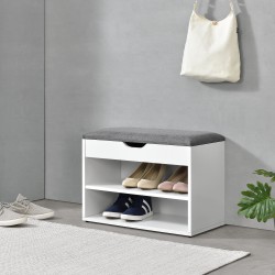 Пейка за обувки Gentofte, размери  60x30x46см с 3 рафта за 4 чифта обувки, цвят  бяло/сиво - Антре