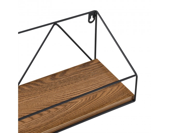 Стенен рафт Kolding, 3бр. различни размери, висящ рафт, стенен рафт, плаващ рафт, желязна рамка макс. 10 кг, тъмно дърво в тон