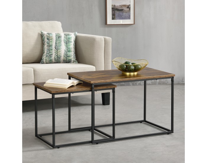 Комплект маса за кафе Härnösand,  Комплект от 2 тъмни дървени тона