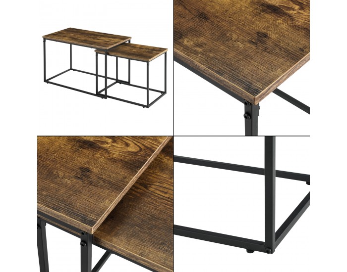 Комплект маса за кафе Härnösand,  Комплект от 2 тъмни дървени тона