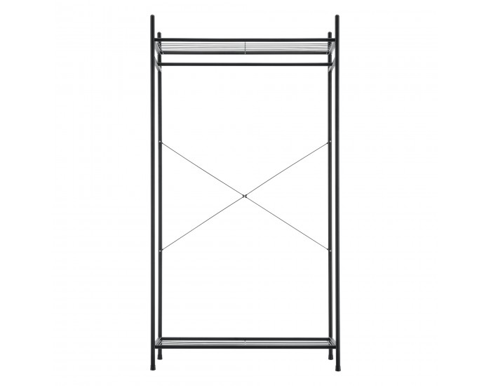 Поставка за портманта с 2 рафта, размери 150x80x40 см,  черен цвят