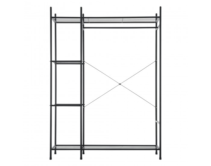 Поставка за портманта с 4 рафта, размери 150x110x40 см,  черен цвят