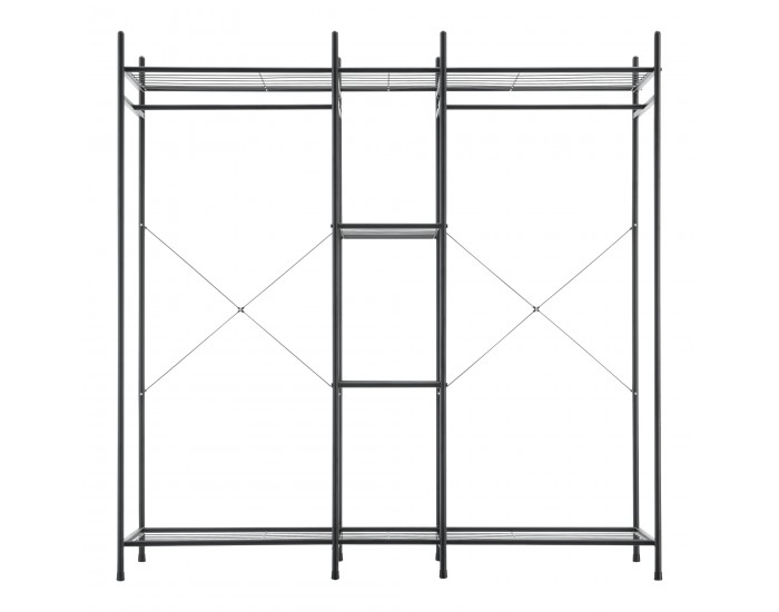 Поставка за портманта с 4 рафта,  2 пръта, размери 150x150x40 см,  черен цвят