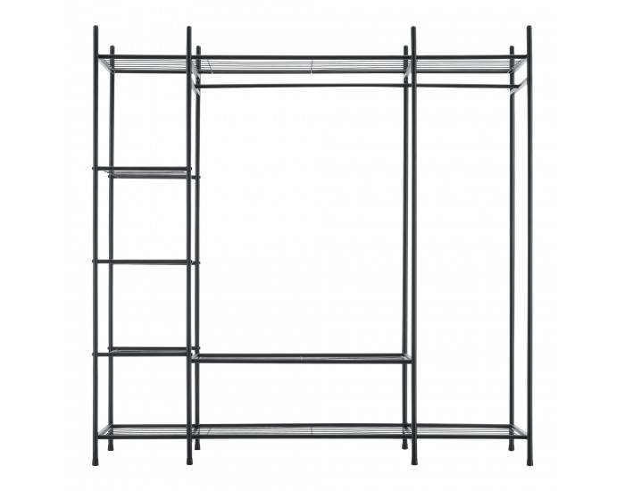 Поставка за портманта с 6 рафта, размери 150 x 110 x 40 см,  черен цвят