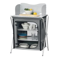 Къмпинг шкаф, размери 70x52x109,5 cm,  къмпинг кухня с работен плот и ветробрана,  пътен шкаф,  сгъваем шкаф,  външен шкаф,  тъмно сив цвят - Аксесоари