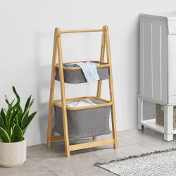 Рафт за бамбукова стълба Värnamo, размери 97x45x36 см, Естествен - Шкафове за баня