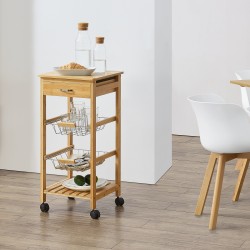 Бамбукова кухненска количка Stenungsund с чекмедже, размери 76x36x36 см  - 
