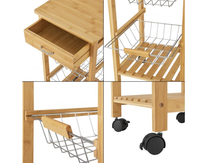 Бамбукова кухненска количка Stenungsund с чекмедже, размери 76x36x36 см Бамбукова кухненска количка Stenungsund с чекмедже, размери 76x36x36 см
