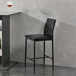 Бар столове, комплект от 2 броя, PU кожа, Синтерована стомана, височина  96 cm, Черни - Бар маси