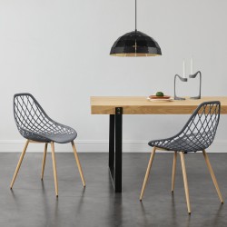 [Комплект от 2 дизайнерски трапезни стола  Пластмаса, Сив, 83x48x58 cm - 