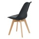 Трапезарен комплект 81 x 49 x 57 cm , 2 броя столове, тапицирани с изкуствена кожа с крака от буково дърво, Черни