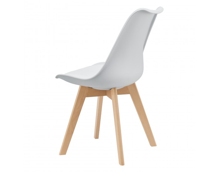 Трапезарен комплект  81 x 49 x 57 cm , 2 броя столове, тапицирани с изкуствена кожа с крака от буково дърво, Бели