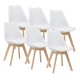 Трапезен стол Dubrovnik,  Комплект 6 броя, размери 81x49 см, PU имитация на кожа, бял цвят