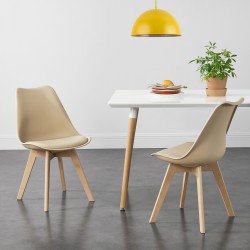Трапезен стол Dubrovnik,  Комплект от 6 броя, размери 81x49 см, бежов PU изкуствена кожа - Трапезни столове