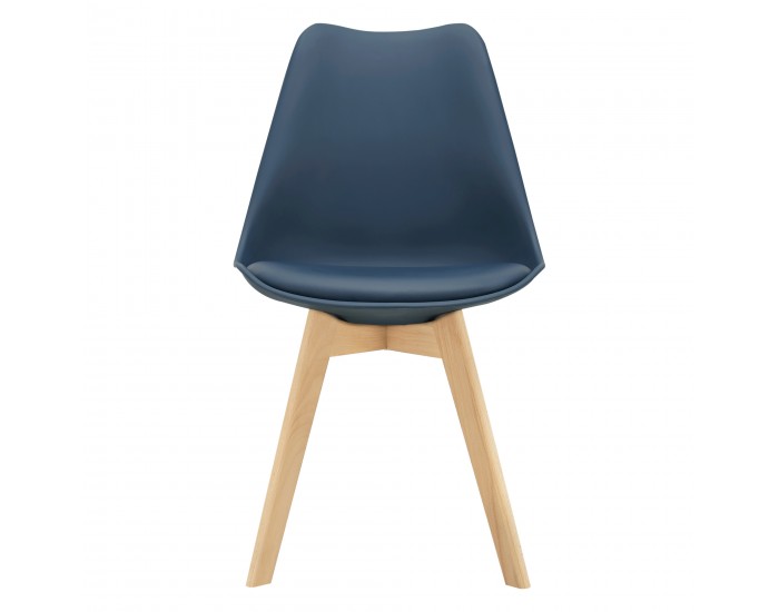 Трапезарен комплект  81 x 49 x 57 cm , 2 броя столове, тапицирани с изкуствена кожа с крака от буково дърво, Сини