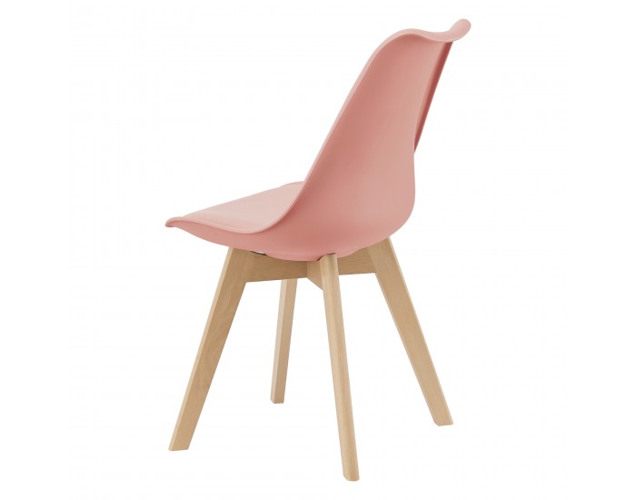 Трапезарен комплект  81 x 49 x 57 cm , 2 броя столове, тапицирани с изкуствена кожа с крака от буково дърво, Розови