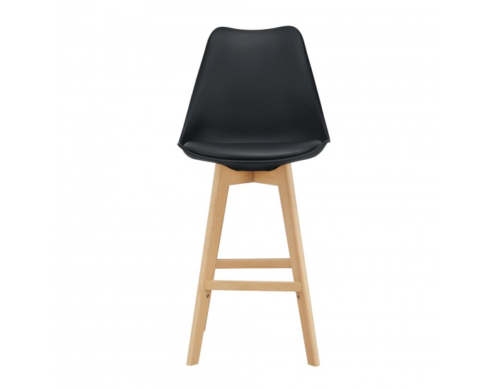 Бар стол с облегалка Lublin,  Комплект от 6 броя, черен цвят