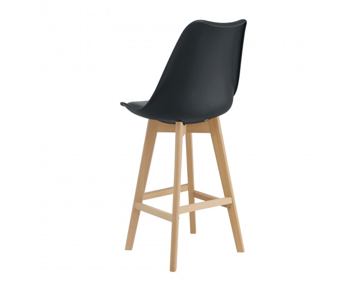 Комплект от 2 бар стола , корпус от Бук, тапицирани с еко кожа, 105 cm високи, Черни