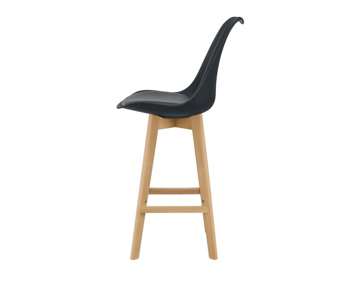 Бар стол с облегалка Lublin,  Комплект от 6 броя, черен цвят