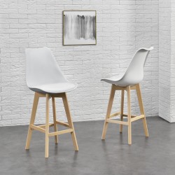 Бар стол с облегалка Lublin,  Комплект от 6 броя, бял цвят - Бар столове