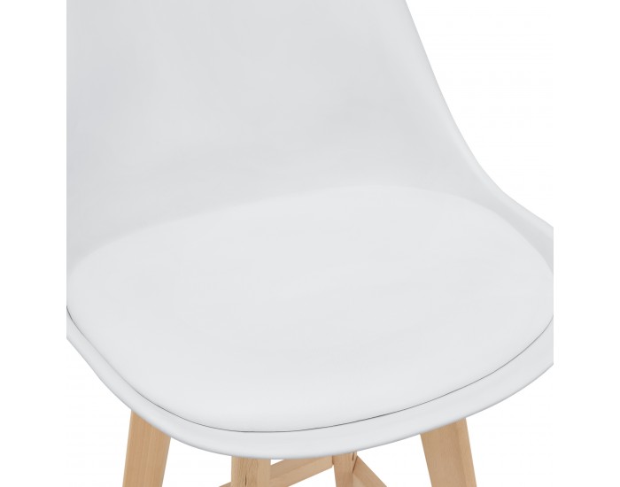 Бар стол с облегалка Lublin,  Комплект от 6 броя, бял цвят
