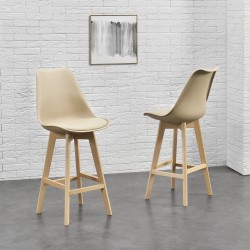 Бар стол с облегалка Lublin,  Комплект 6 броя, бежов цвят - Бар столове