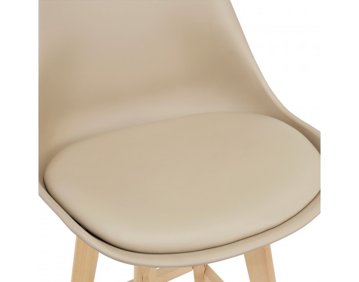 Бар стол с облегалка Lublin , Комплект от 4 броя, бежов цвят