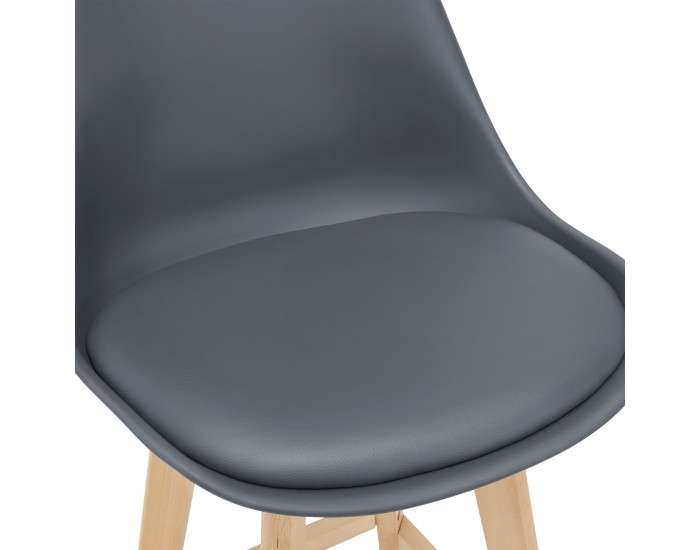 Бар стол с облегалка Lublin , Комплект от 6 броя,  сив цвят