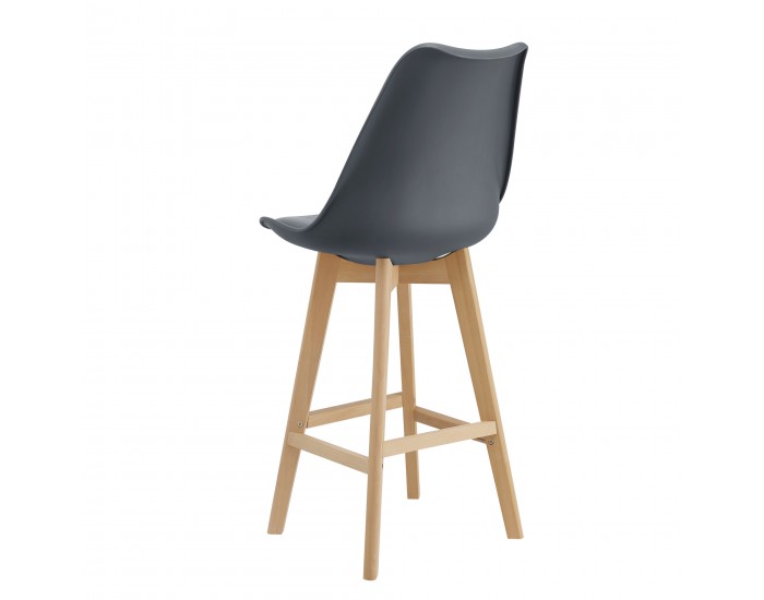 Бар стол с облегалка Lublin,  Комплект от 4 броя, сив цвят