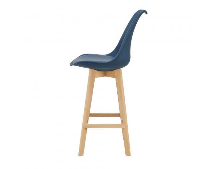Комплект от 2 бар стола , корпус от Бук, тапицирани с еко кожа, 105 cm високи, Сини
