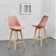 Бар стол с облегалка Lublin,  Комплект от 4 броя, Розе цвят
