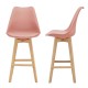 Комплект от 2 бар стола , корпус от Бук, тапицирани с еко кожа, 105 cm високи, Розови