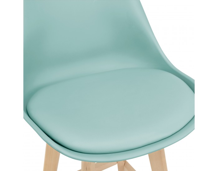Бар стол с облегалка Lublin,  Комплект от 6 броя, ментово зелен цвят