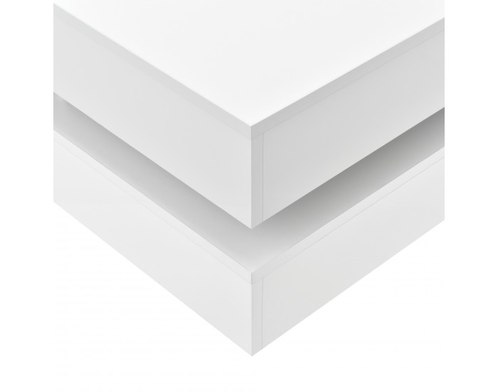 Холна маса, 75 x 75 x 35,5 cm,ПДЧ, с меламиново покритие и 4 плота за съхранение, Бяла
