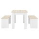 Комплект маса и пейка Hokksund, размери 110x70 см,  с 2 пейки, цвят бял, дъб