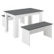Комплект маса и пейка Hokksund, размери 110x70 см,  с 2 пейки,  Бяло, Сив цвят