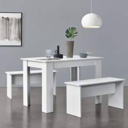 Комплект маса и пейка Hokksund, размери  110x70 см,  с 2 пейки, в бял цвят - Кухненски прибори