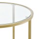 Странична маса Ахтари , стъклен плот за маса, холна маса,  стоманена рамка, размери  50 x 55 см,  злато цвят
