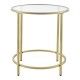 Странична маса Ахтари , стъклен плот за маса, холна маса,  стоманена рамка, размери  50 x 55 см,  злато цвят